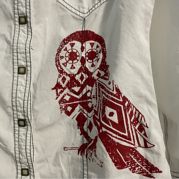 Barn Fly Women Small White Pearl Snap Western Shirt Casual Shirt - Picture 3 of 8